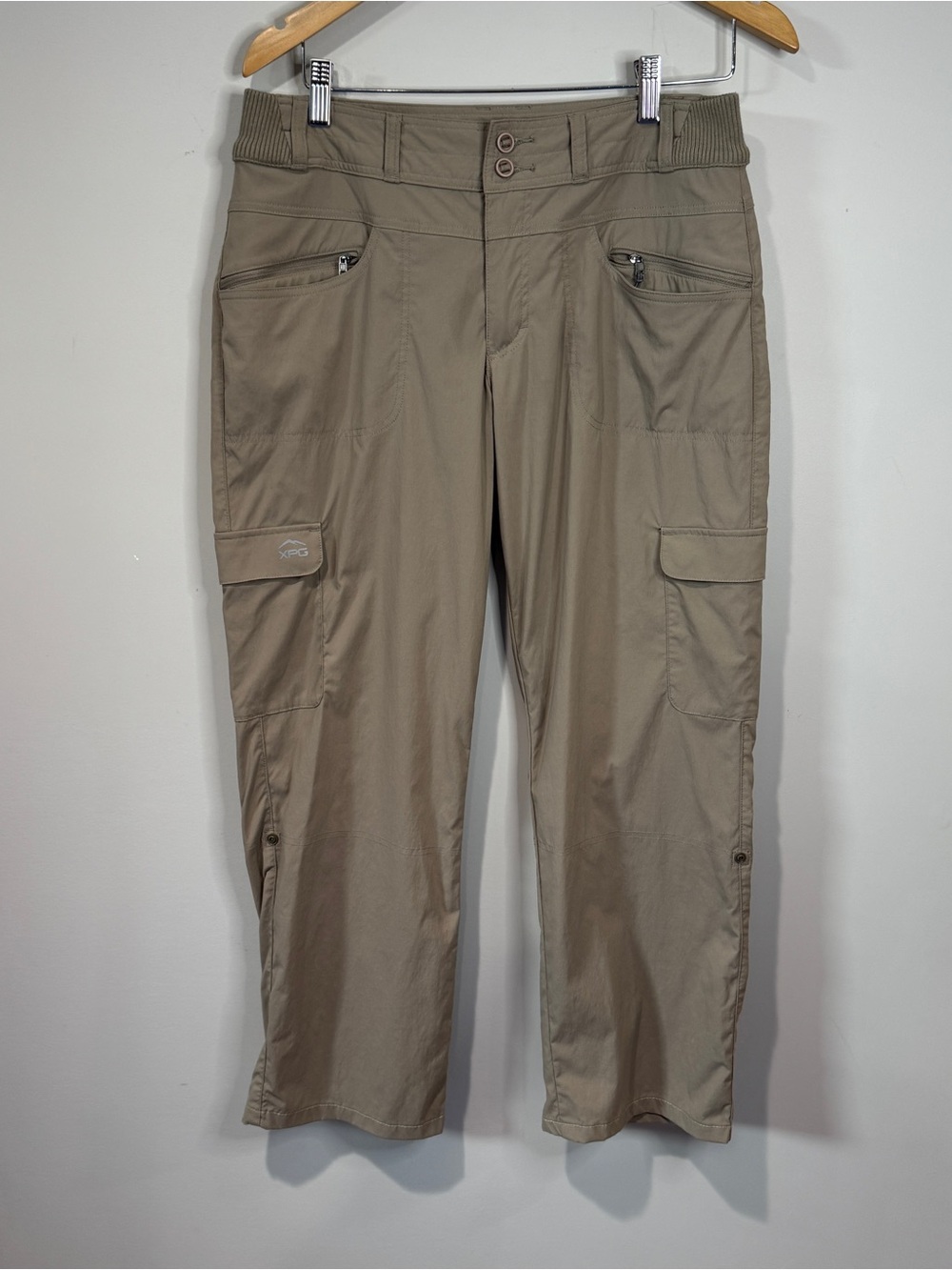 Cabela's Womens XPG Beige Cargo Roll Up Trail Pants Lightweight Hiking Size 10